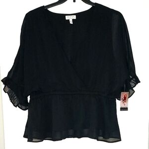 Black Flutter Sleeve Sofia Vergara Blouse